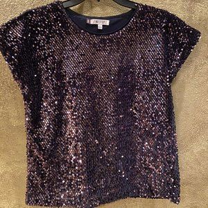 Jennifer Lopez Dark Sparkle Blouse Size XS Black